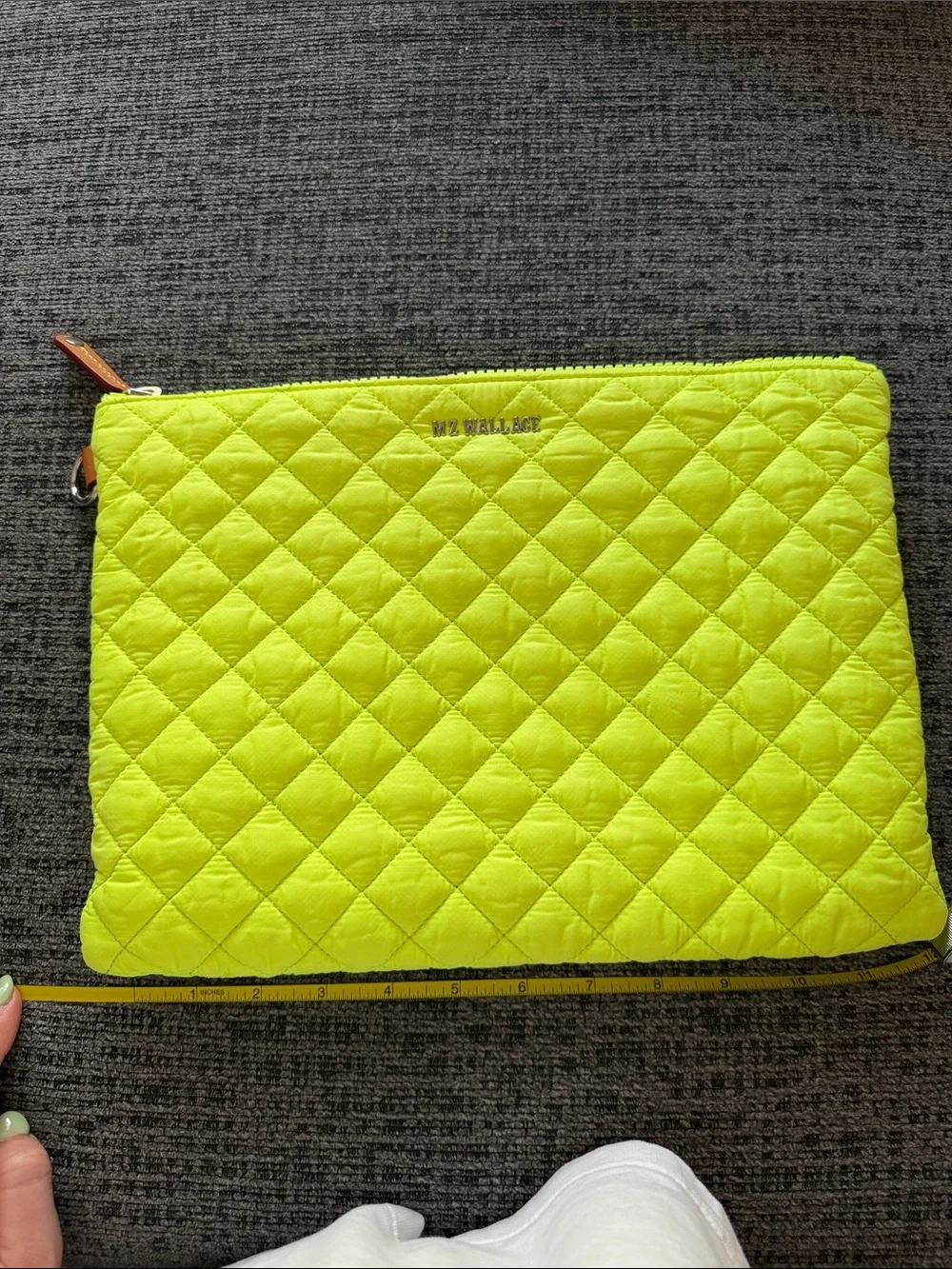 Mz Wallace Neon Yellow Quilted Zip Clutch